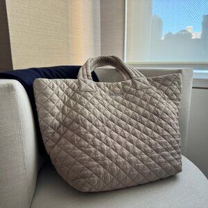 MZ Wallace Metro Tote Bag - Quilted Carry On Travel (Two Tone Beige/Sand)